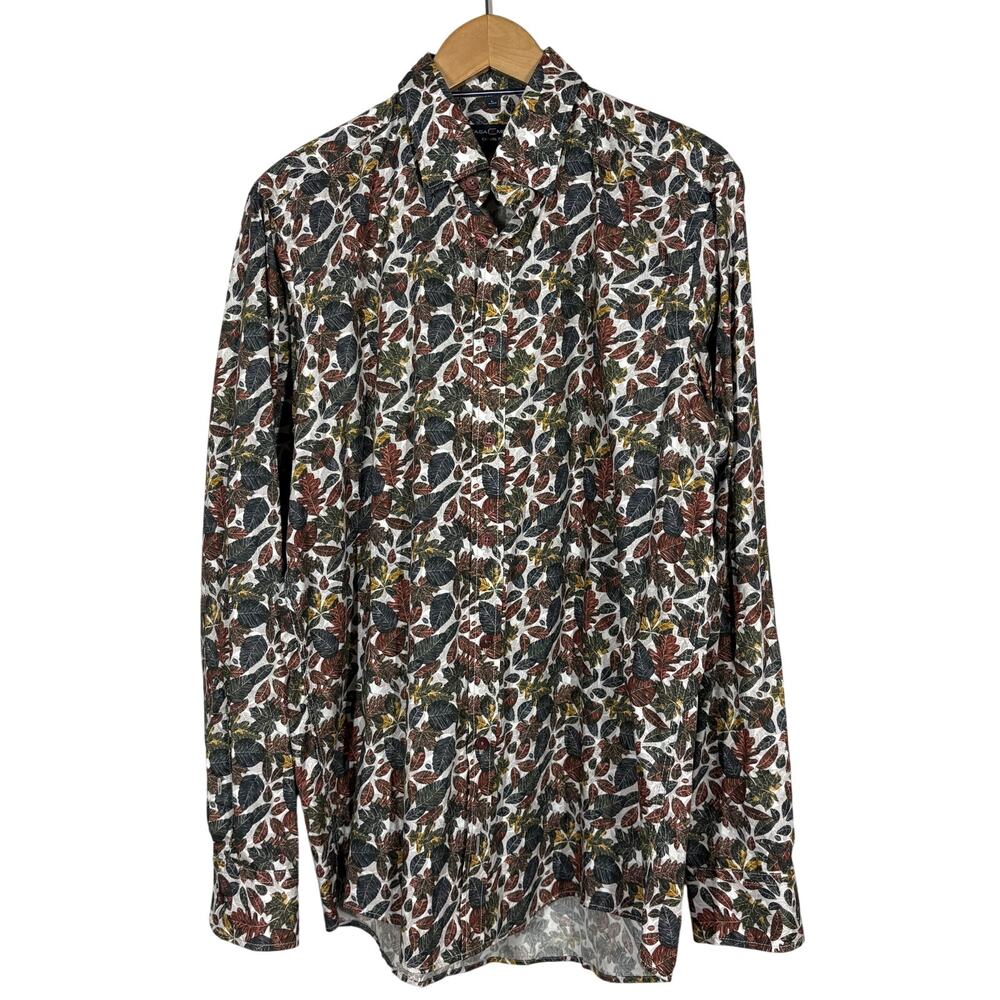 Casa Moda Long Sleeve Button Down Shirt Fall Leaf Print Casual - L